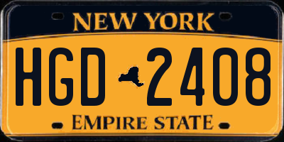 NY license plate HGD2408