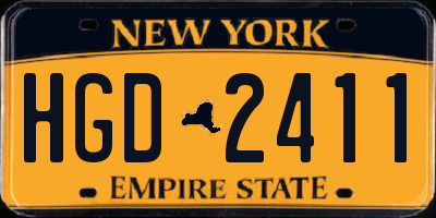 NY license plate HGD2411