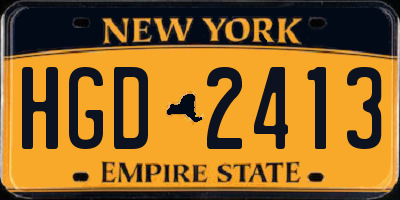 NY license plate HGD2413