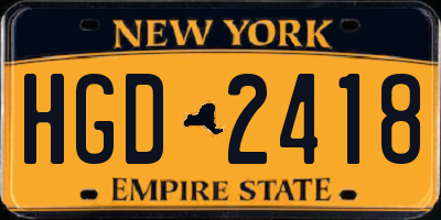 NY license plate HGD2418