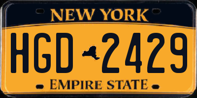 NY license plate HGD2429