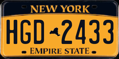 NY license plate HGD2433