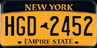 NY license plate HGD2452