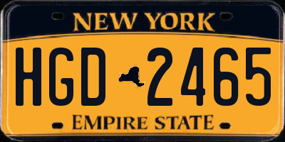 NY license plate HGD2465