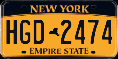 NY license plate HGD2474