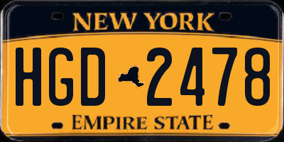 NY license plate HGD2478