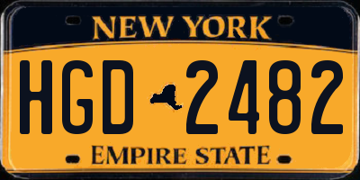 NY license plate HGD2482