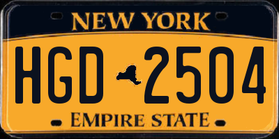 NY license plate HGD2504