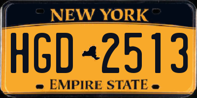 NY license plate HGD2513