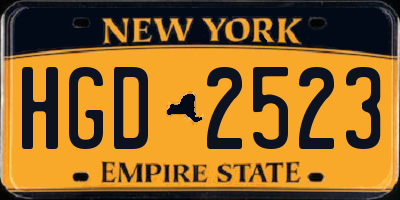 NY license plate HGD2523