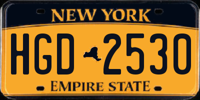NY license plate HGD2530
