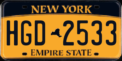 NY license plate HGD2533