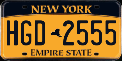 NY license plate HGD2555