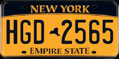 NY license plate HGD2565
