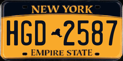NY license plate HGD2587