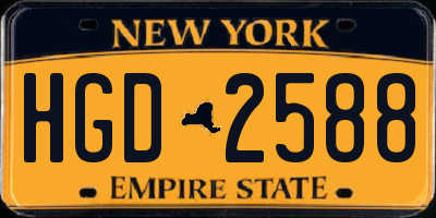NY license plate HGD2588