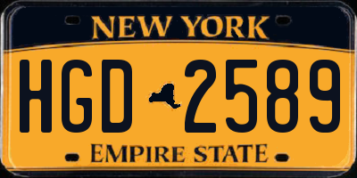 NY license plate HGD2589