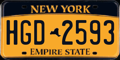 NY license plate HGD2593