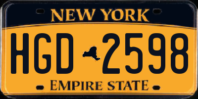 NY license plate HGD2598