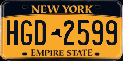 NY license plate HGD2599