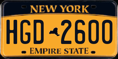 NY license plate HGD2600