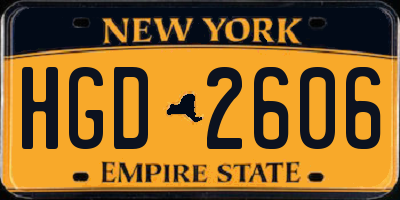 NY license plate HGD2606