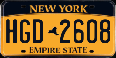 NY license plate HGD2608