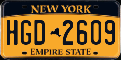 NY license plate HGD2609