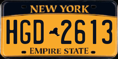 NY license plate HGD2613