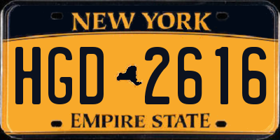 NY license plate HGD2616