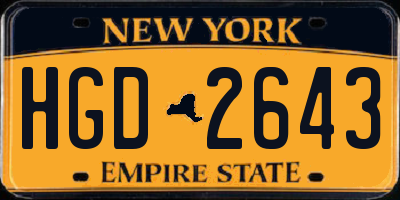 NY license plate HGD2643