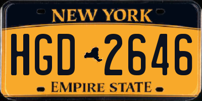 NY license plate HGD2646