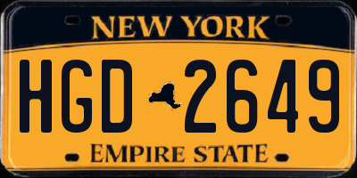 NY license plate HGD2649