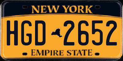 NY license plate HGD2652