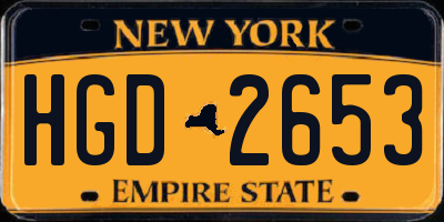 NY license plate HGD2653