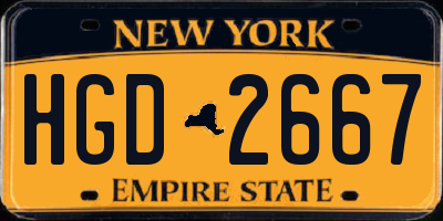 NY license plate HGD2667