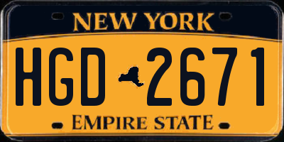 NY license plate HGD2671