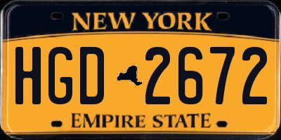 NY license plate HGD2672