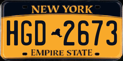 NY license plate HGD2673