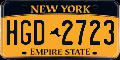NY license plate HGD2723