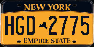 NY license plate HGD2775
