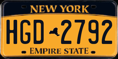 NY license plate HGD2792