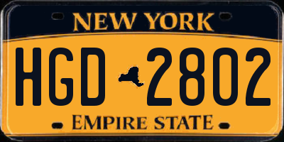 NY license plate HGD2802