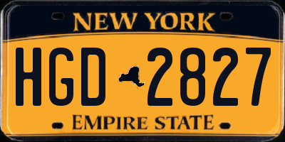 NY license plate HGD2827