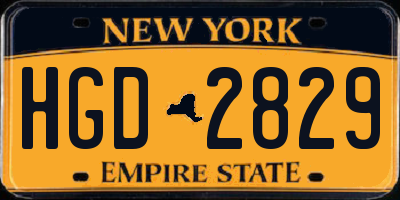 NY license plate HGD2829