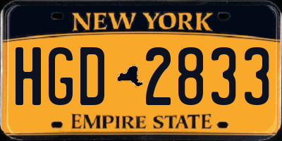NY license plate HGD2833