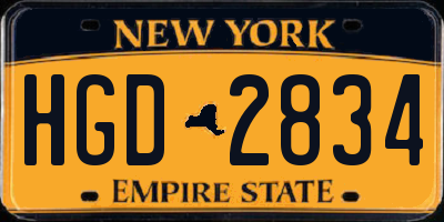 NY license plate HGD2834
