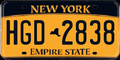 NY license plate HGD2838