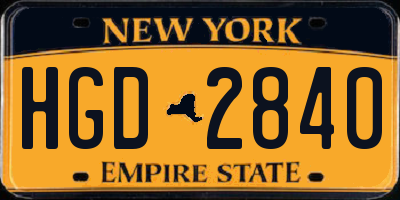 NY license plate HGD2840