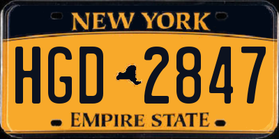 NY license plate HGD2847